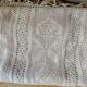 White cotton bedspread, Old crochet bed throw with flower patterns