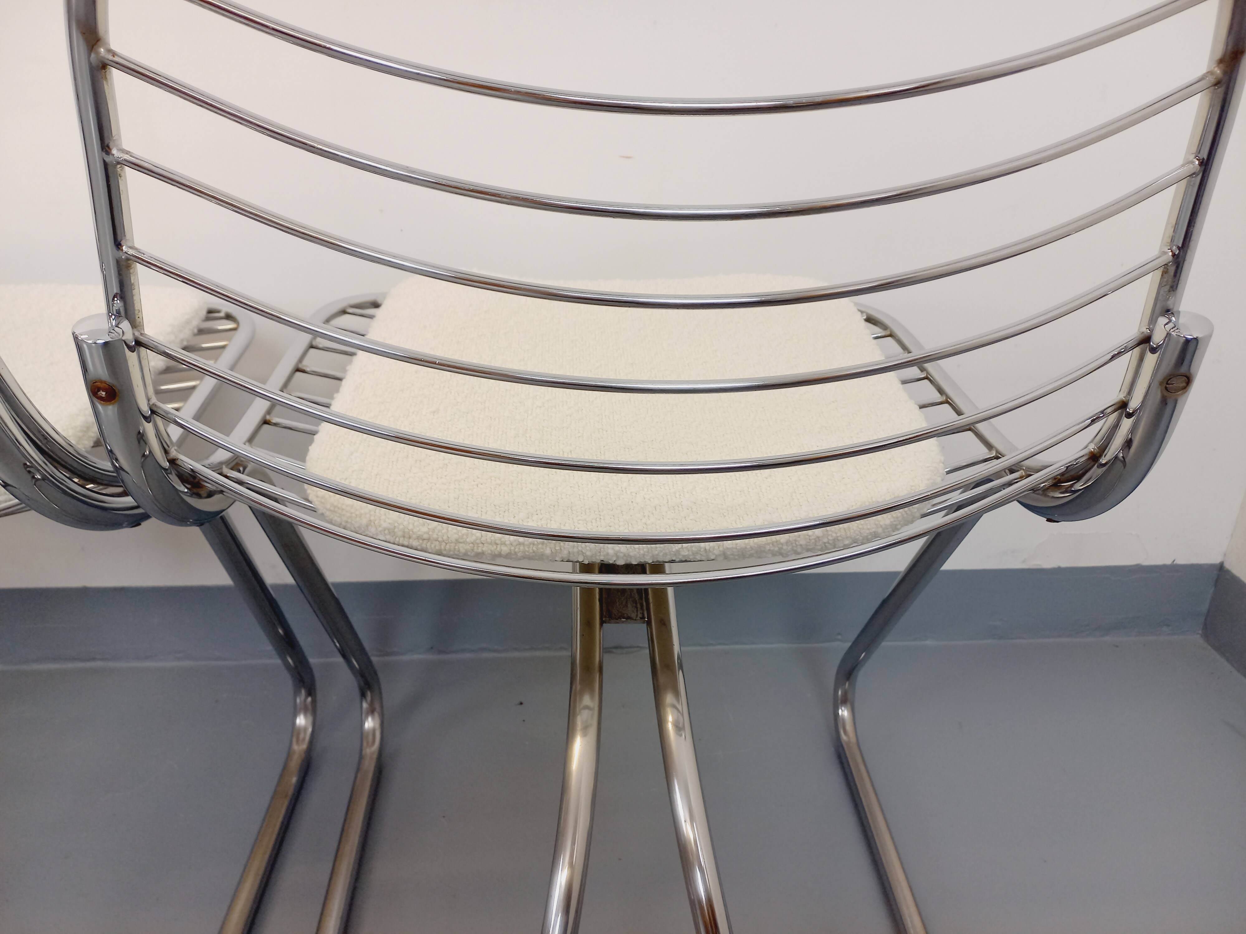 Set of 4 vintage Italian Gastone Rinaldi style chairs in chrome metal