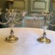 Ercuis House. Pair of three-light candelabra in silver-plated metal