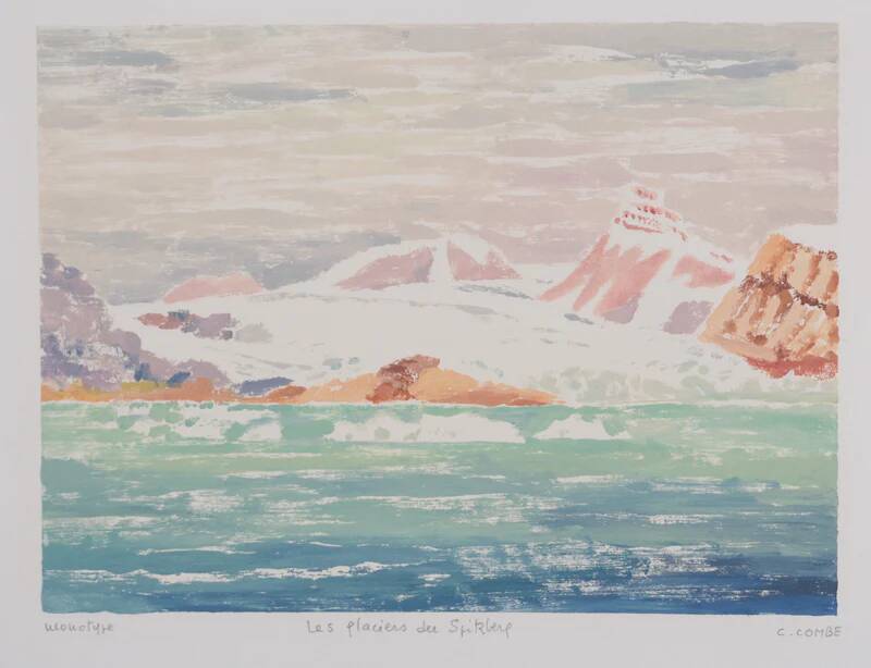 Camille COMBE: The glaciers of Spitsbergen, Original signed monotype