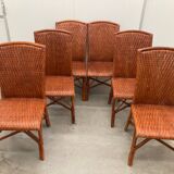 Vintage tropical boho rattan dining chairs