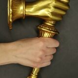 Large pair of torchiere sconces, hands, Louis XVI style - PETITOT bronze - 2 pairs available
