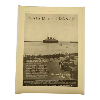 Advertisement magazine Illustration Le Havre with the liner Le France May 20, 1937