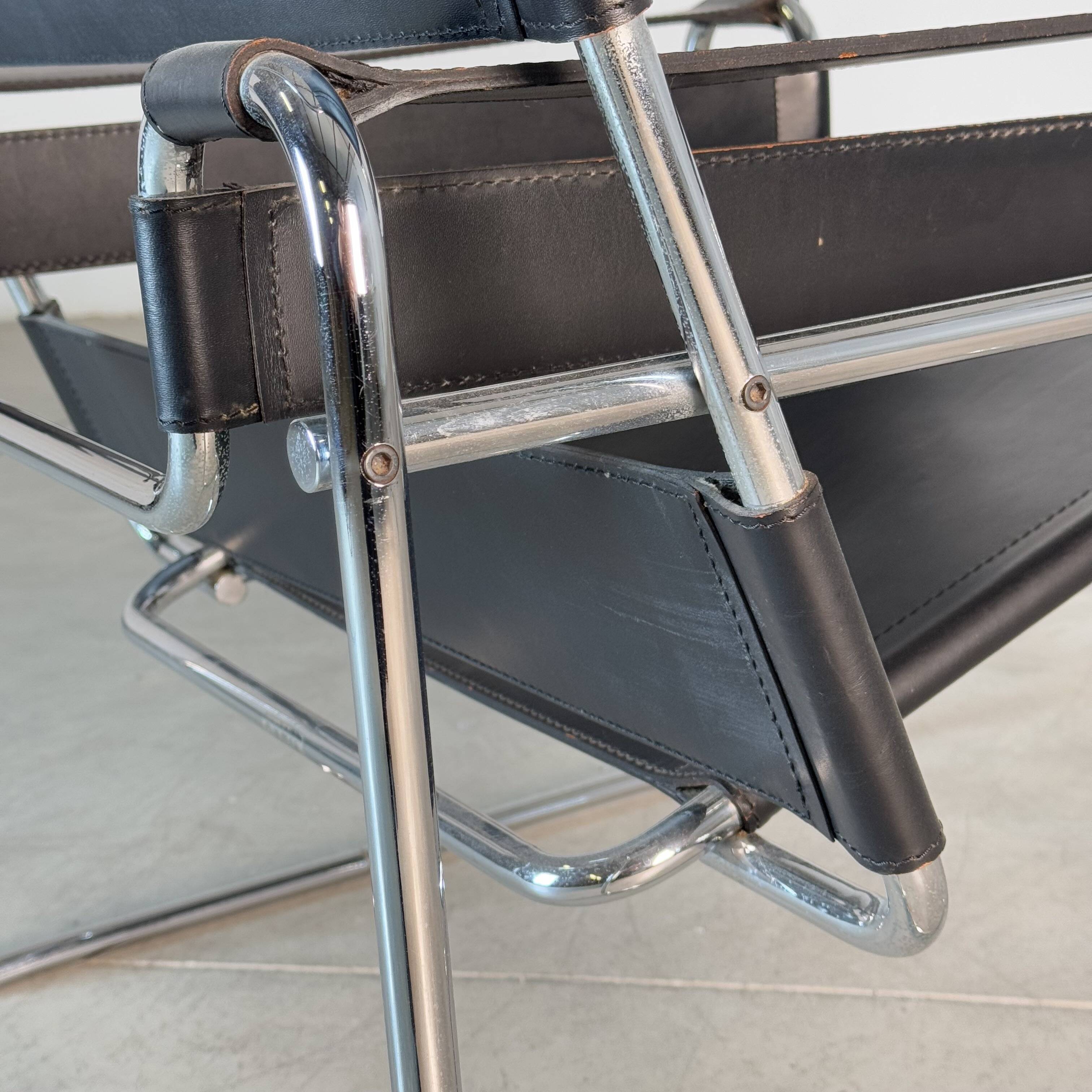 Marcel Breuer Wassily Chair for Gavina, Bauhaus Icon in Leather, 1960s