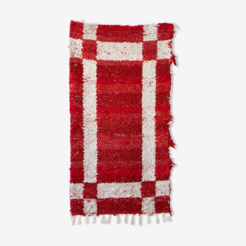 Reversible handmade carpet - hand woven - 65 x 120 cm - Red & white