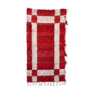 Reversible handmade carpet - hand woven - 65 x 120 cm - Red & white