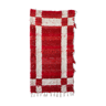 Tapis artisanal réversible - tissé main - 65 x 120 cm - Rouge & blanc
