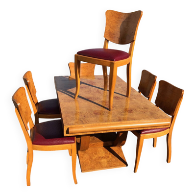 Salle à manger en loupe d'orme art deco