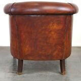 Comfortable, Spacious Sheepskin Leather Club Chair with a Loose Seat Cushion