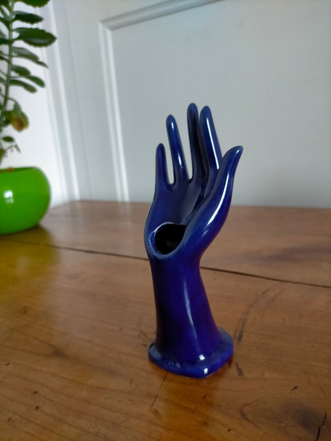 Hand navy blue ceramic vase