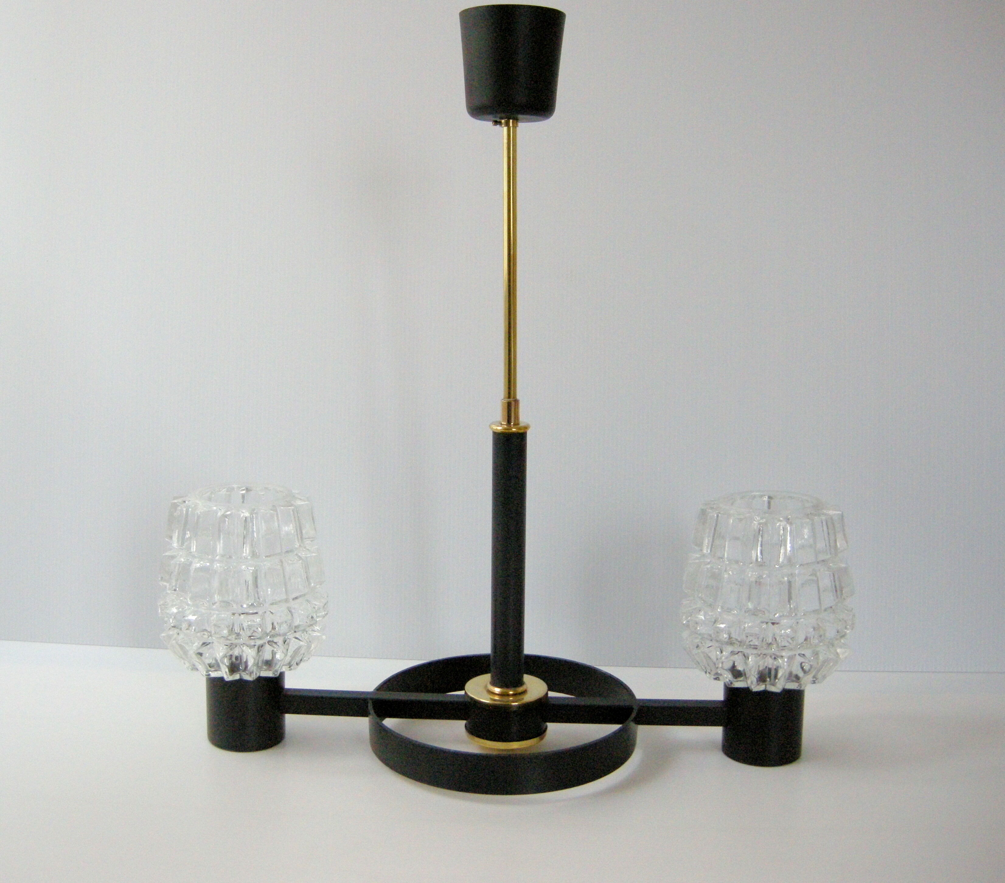 Vintage chandelier 1960 metal and brass