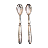 Pair of salad servers. silver plated. art deco