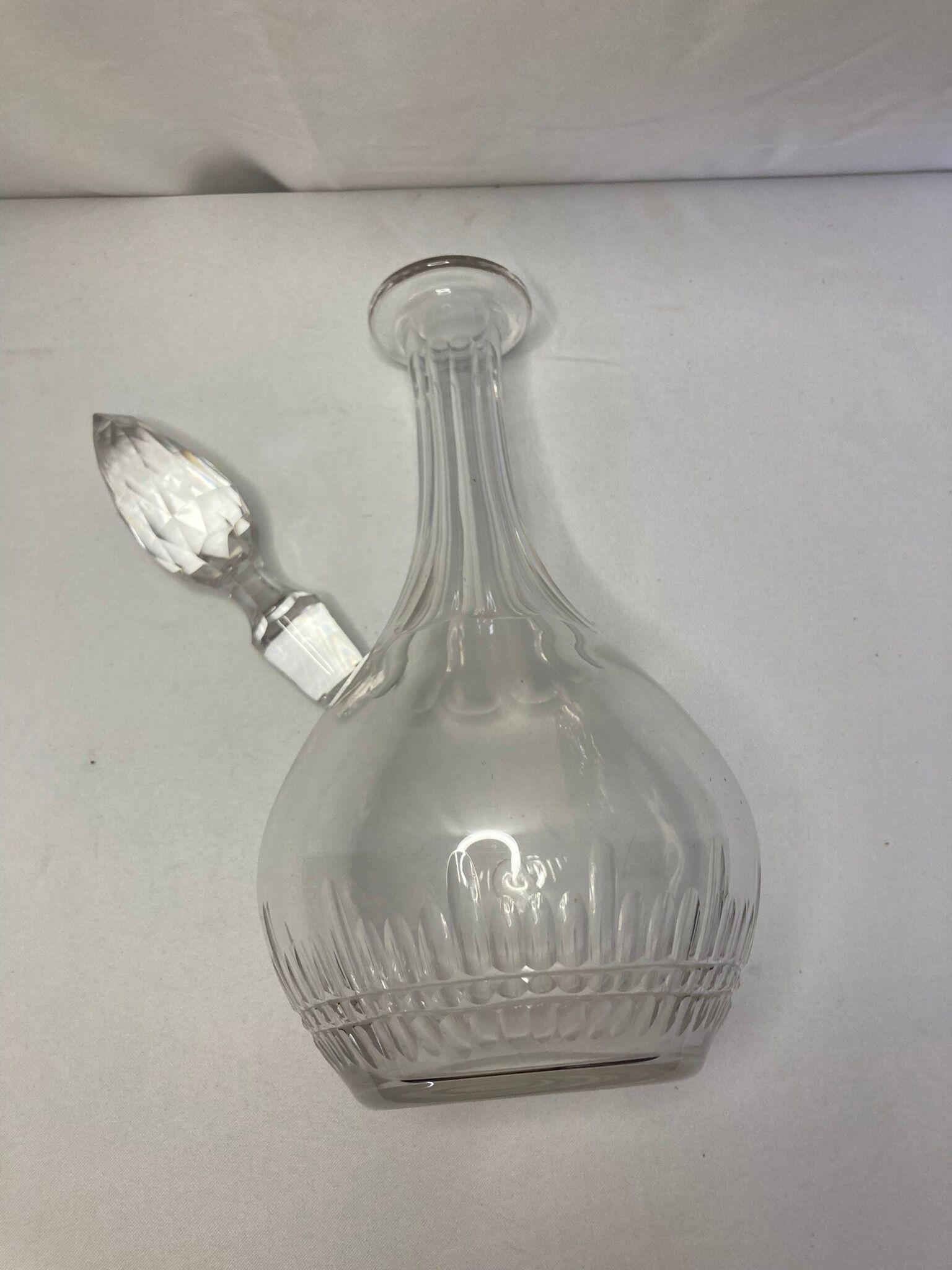 2211785 Old crystal decanter cap facets XXth