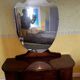 Coiffeuse art deco avec miroir biseauté de forme ovale