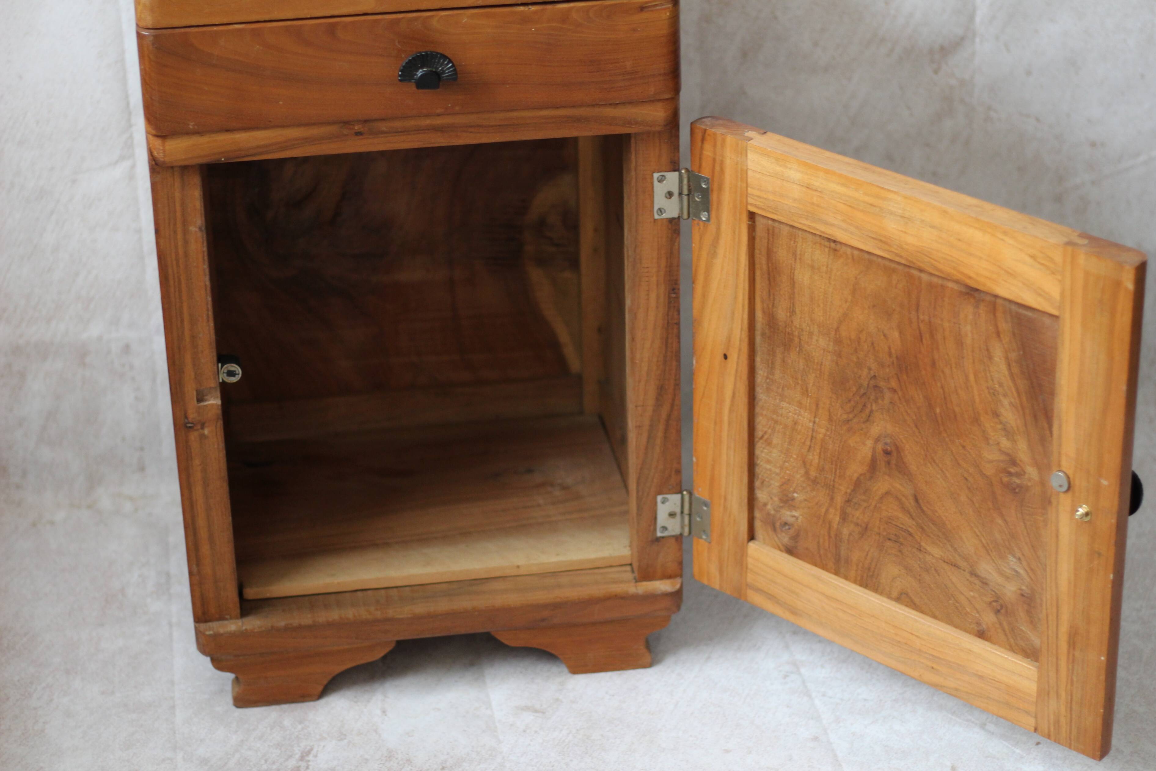 Art deco walnut bedside table