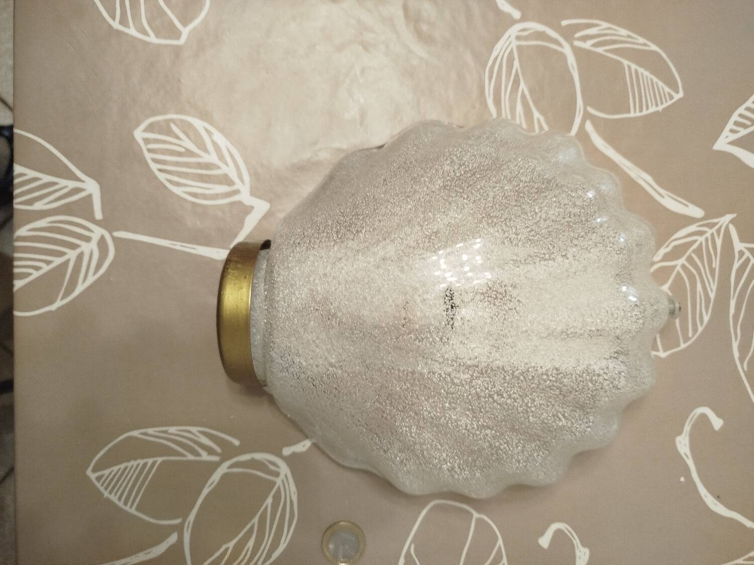 Frosted glass wall sconce Murano Art Deco vintage shell