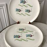 Set of 6 flat plates model Poisson Saint-Amand 50s