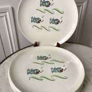 Lot de 6 assiettes plates modèle Poisson Saint-Amand années 50