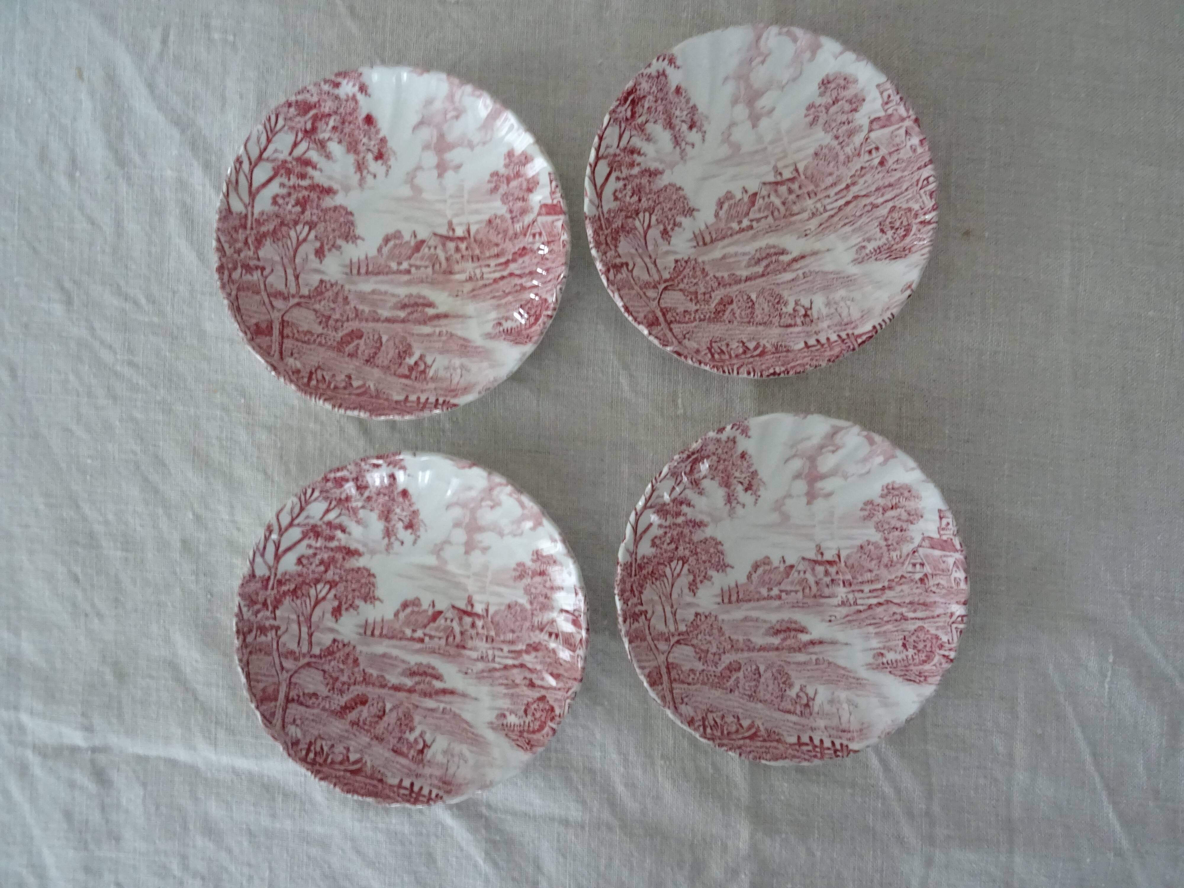 4 cups ridgway staffordshire england ironstone porcelain pink décor
