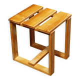 Vintage solid wood stool, modernist design 1970s