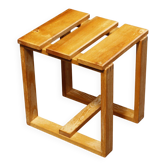 Vintage solid wood stool, modernist design 1970s