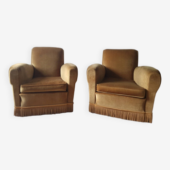 Paire de fauteuils en velours