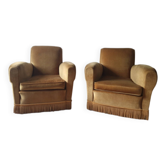 Paire de fauteuils en velours