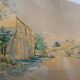 Watercolor painting "Maison Dieu" Marie Chatelain late NINETEENTH + frame