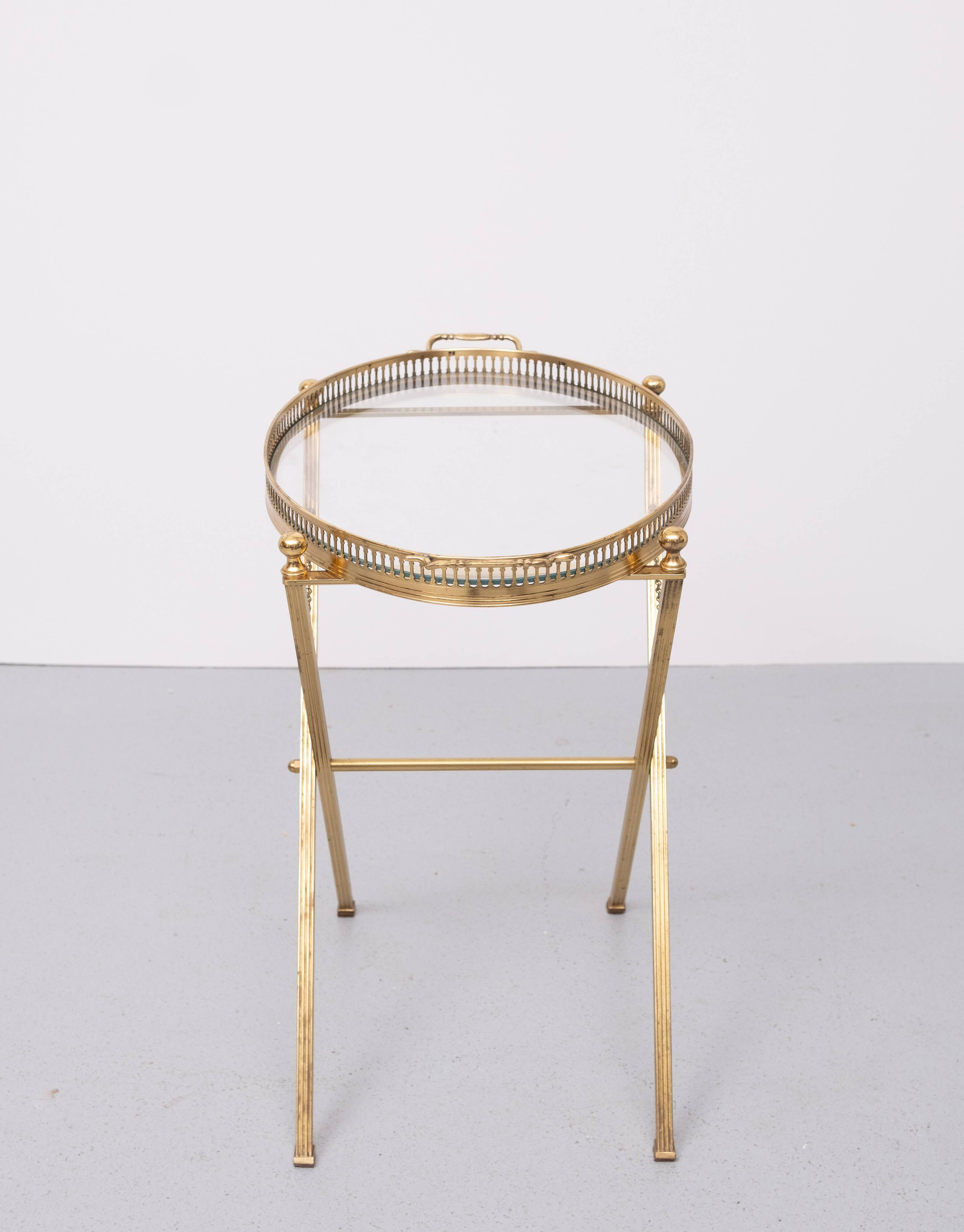 small Brass folding serving tray table 1970 France
