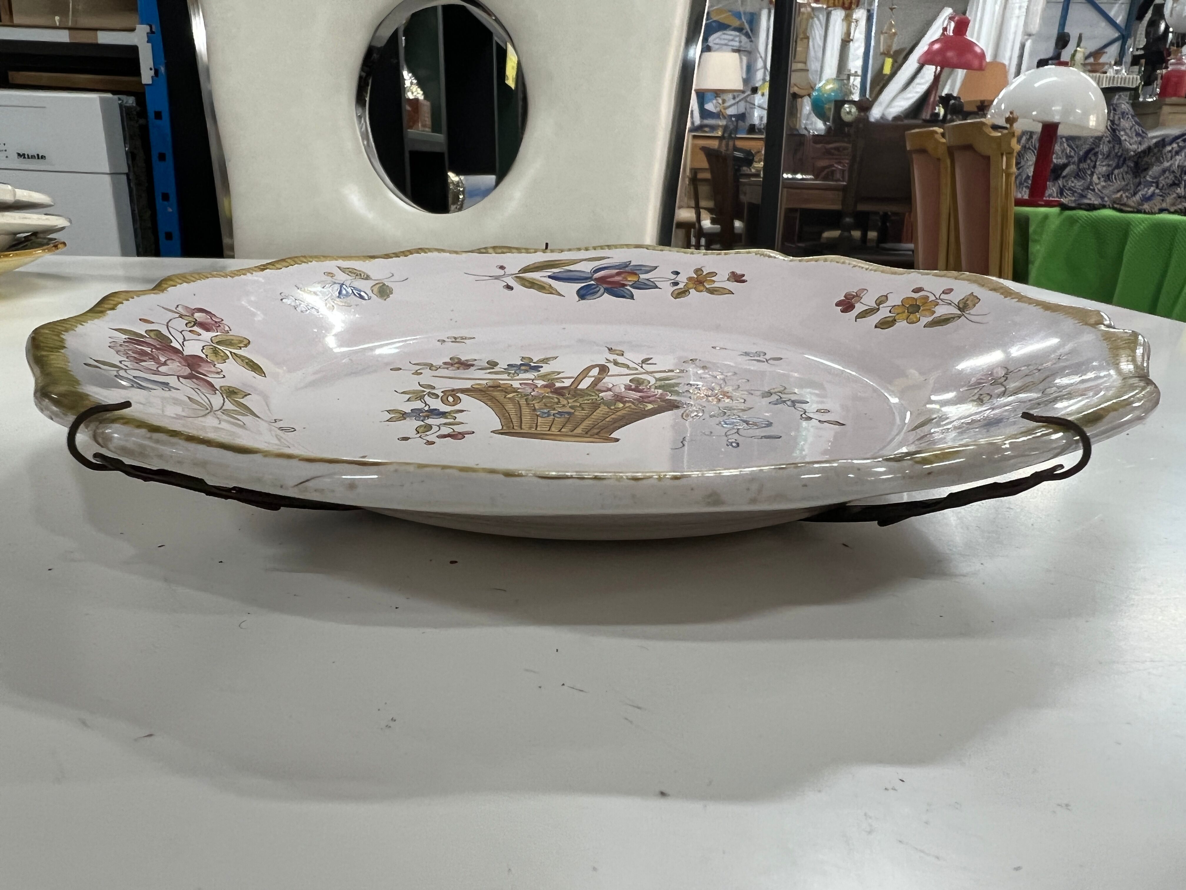 Decorative porcelain plate with hanging signed VP