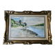 Watercolor painting of Ile Saint Denis, banks of the Seine, signed