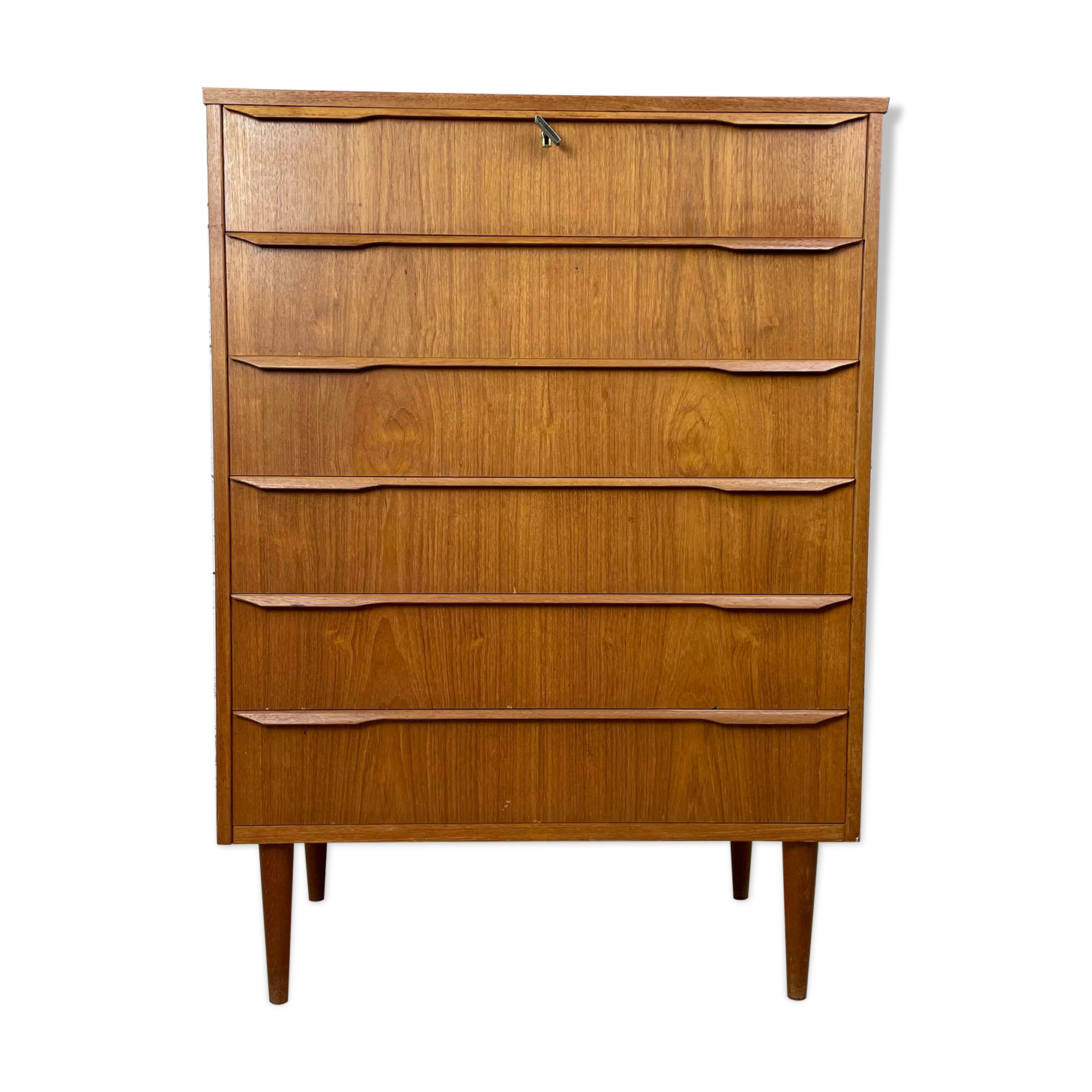 Scandinavian chest of drawers 6 vintage teak drawers, 60s