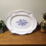 Moustier earthenware dish, white and blue