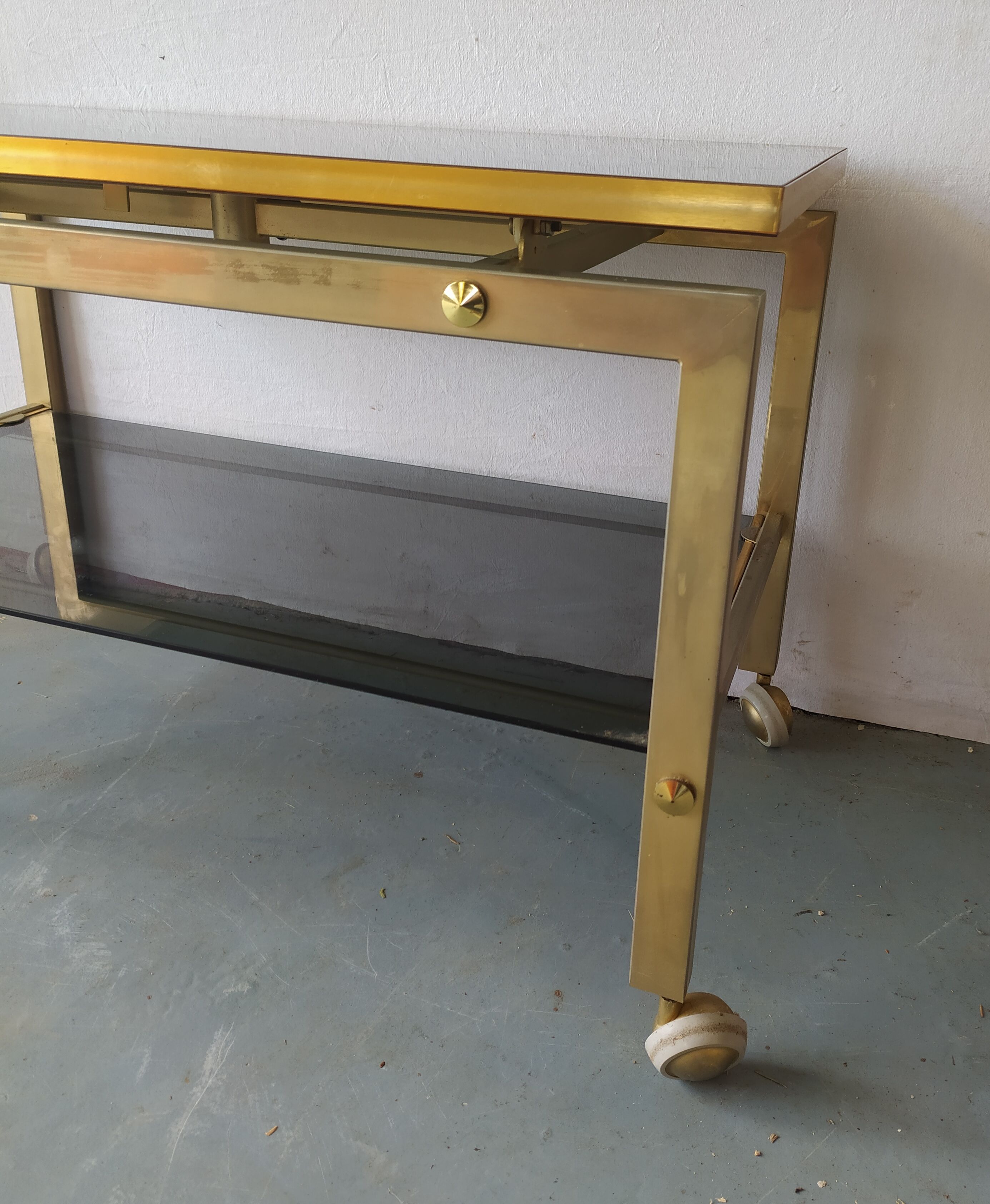 Gold metal and wood coffee table