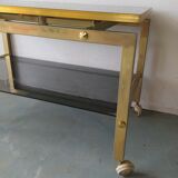 Gold metal and wood coffee table