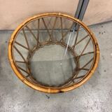 Vintage rattan coffee table year 70