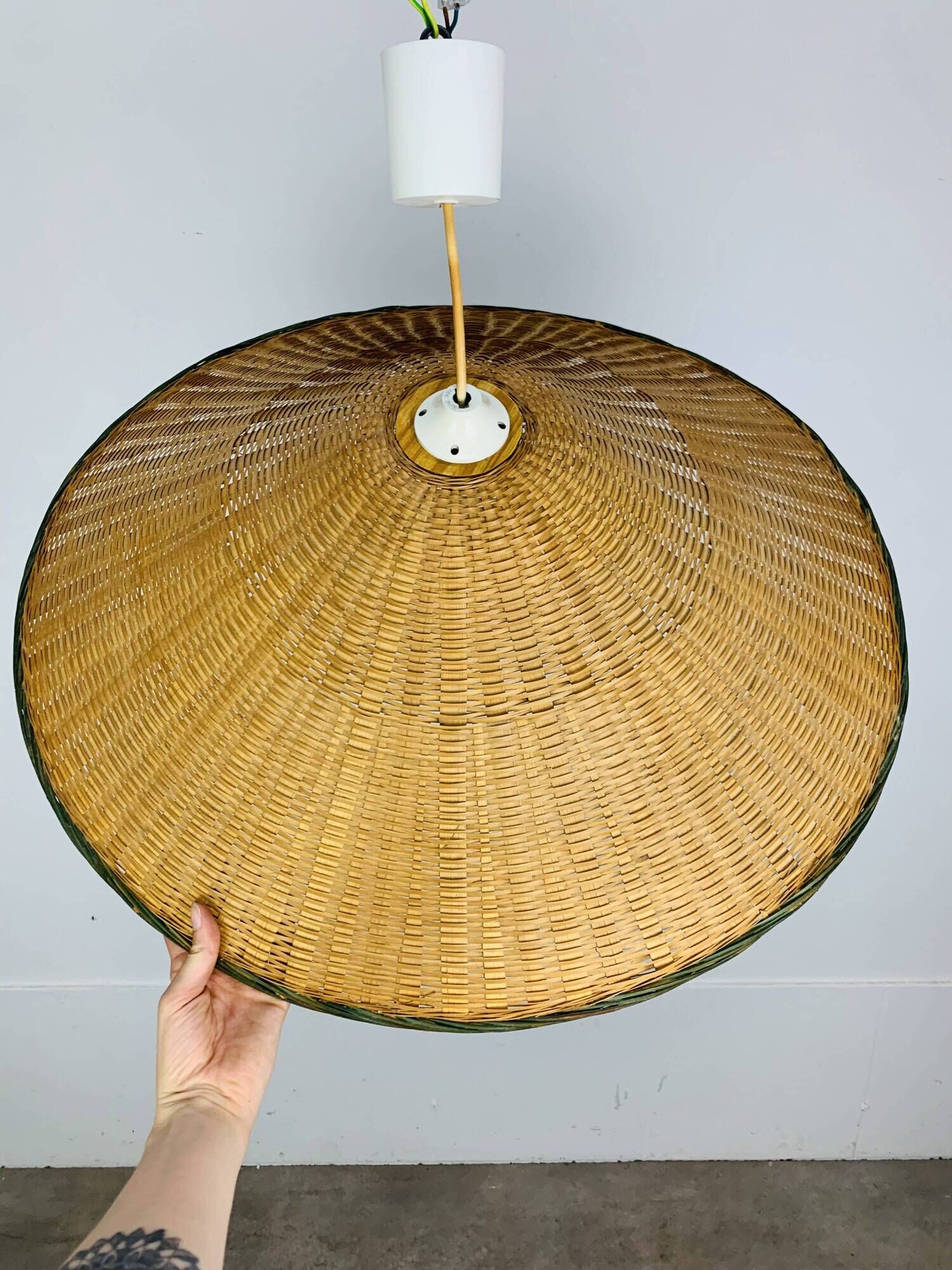 XL rattan suspension from the 1960s, vintage