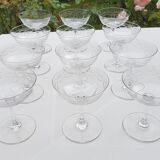 Set of 12 crystal champagne glasses 1930s