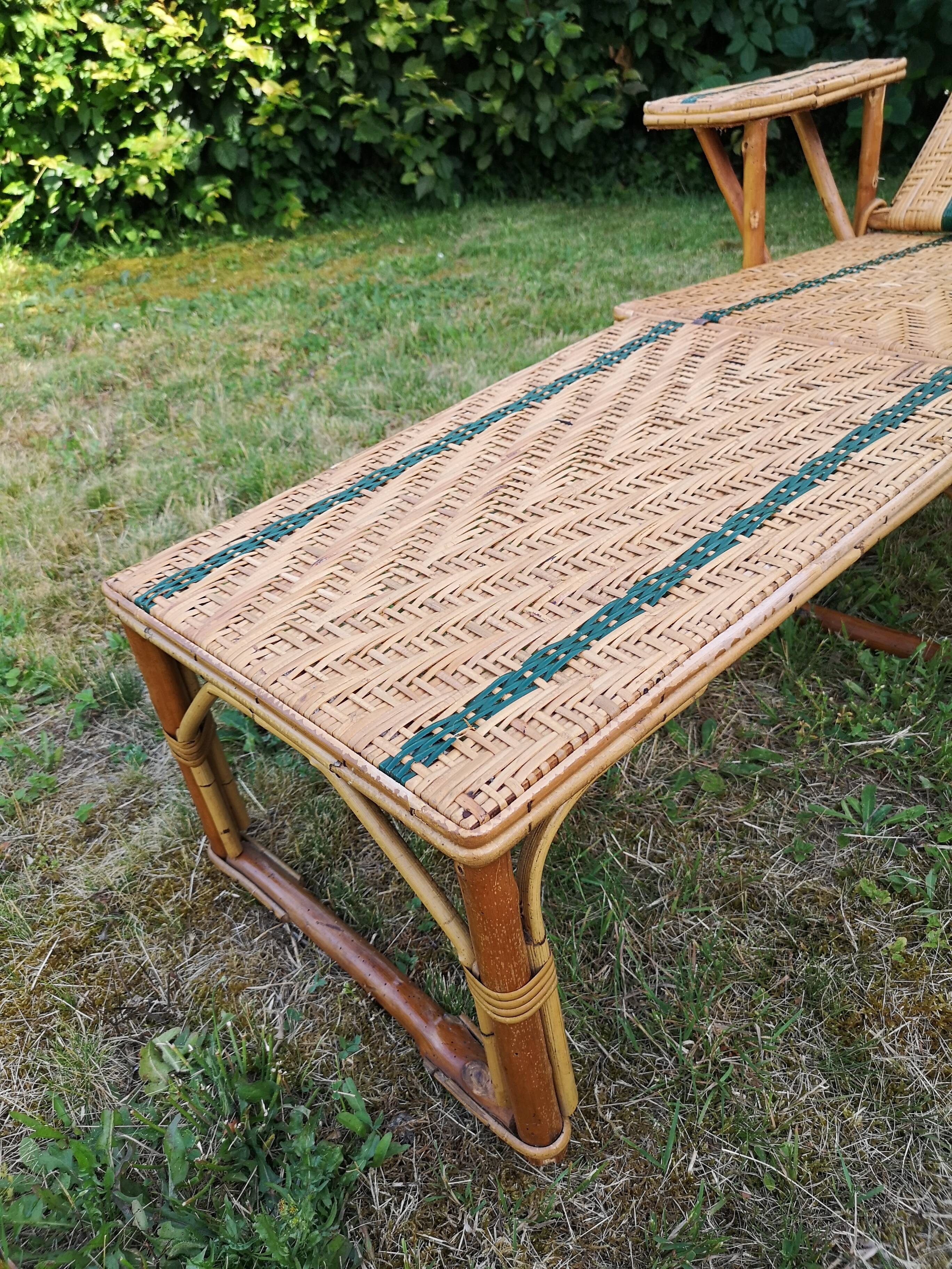 Long rattan chair - bamboo