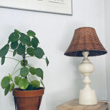 Large turned white wooden lamp