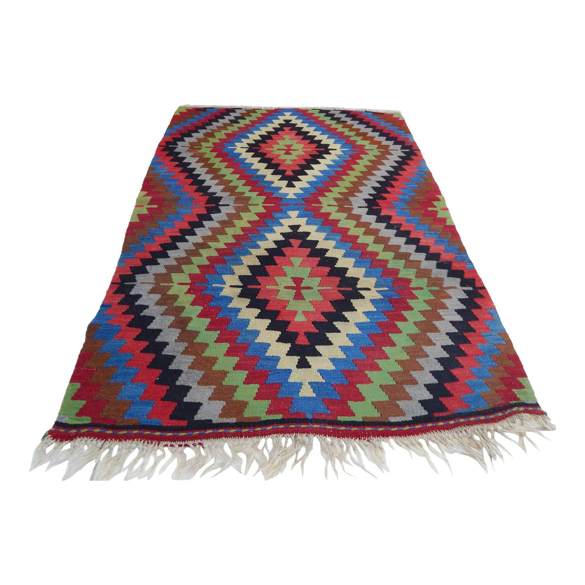 Vintage Turkish kilim, handwoven, 88x127 cm.