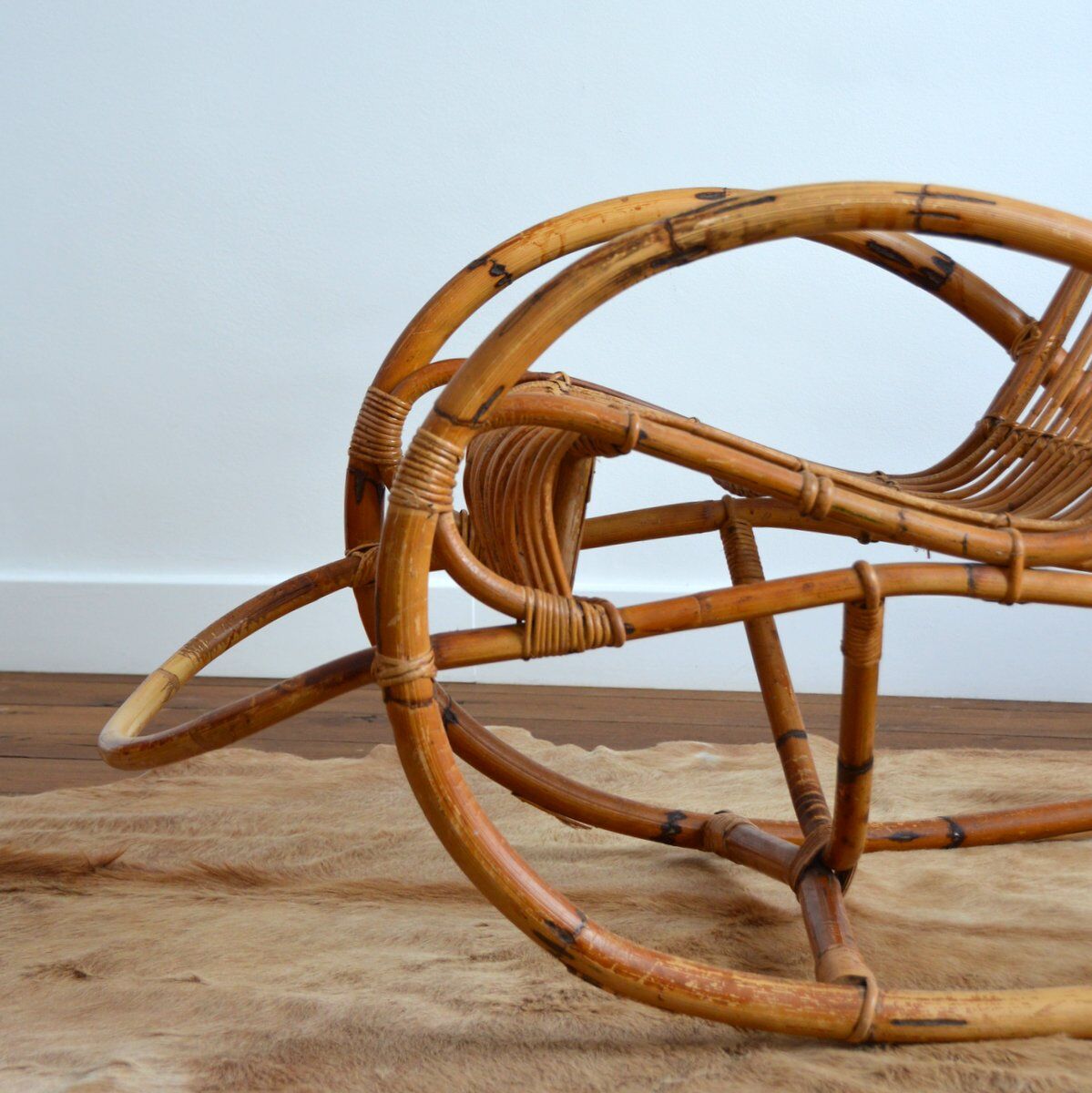 Rattan rocking chair Rohe Noordwolde 50s / 60s