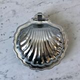 Empty butter tray pocket shell metal and blue glass 60s-70s