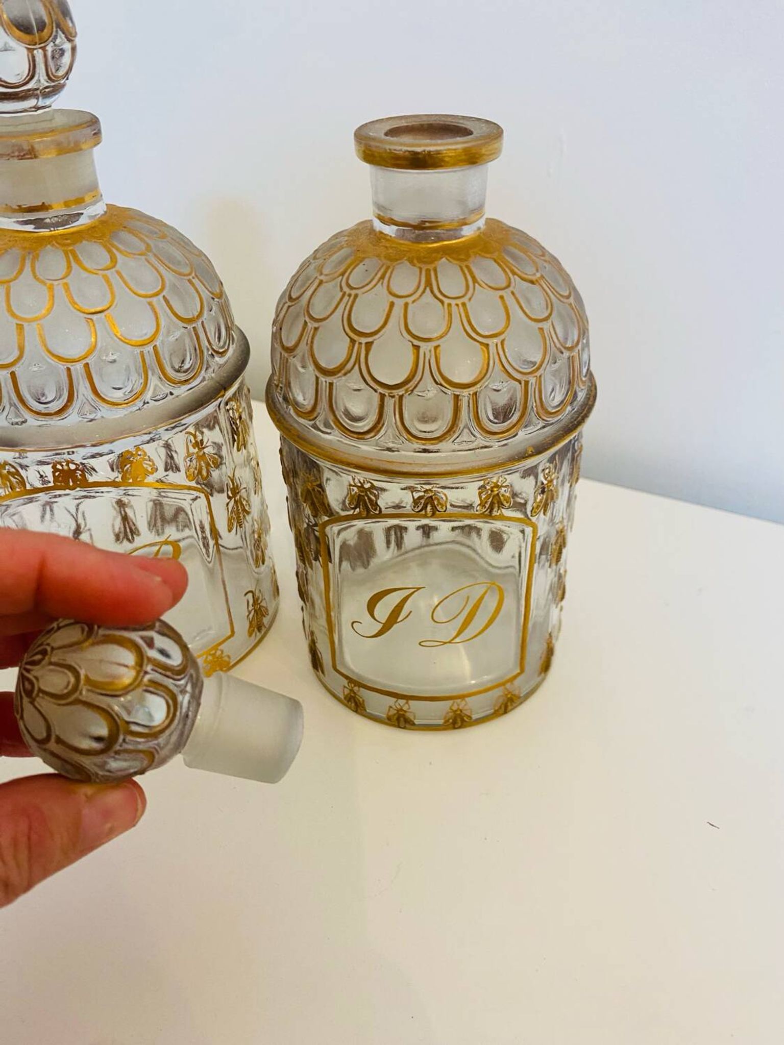 Lot of 2 vintage Guerlain Cologne perfume bottles.