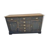 Cabinet bahut seven drawers and two doors patina gray