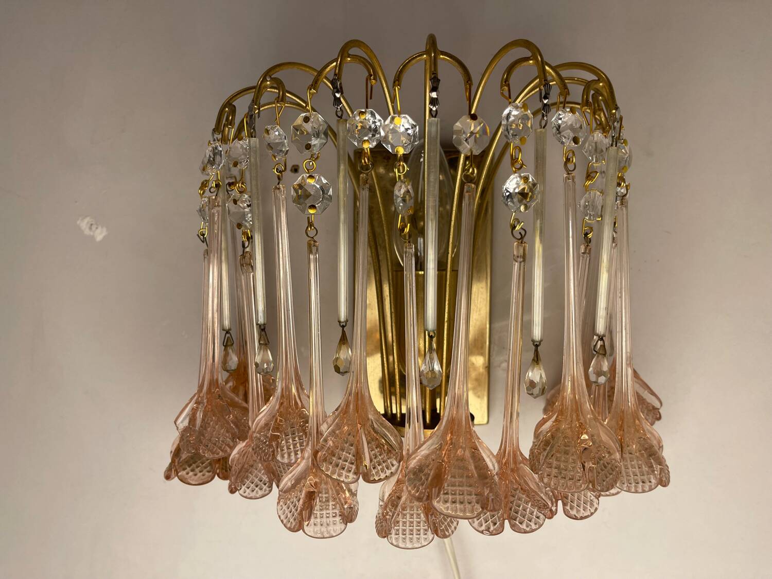 Pink Murano Glass Flower Sconces 1970’s