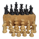 Antique Staunton Design Chess Set - Turned Wood Pieces (King 6cm)