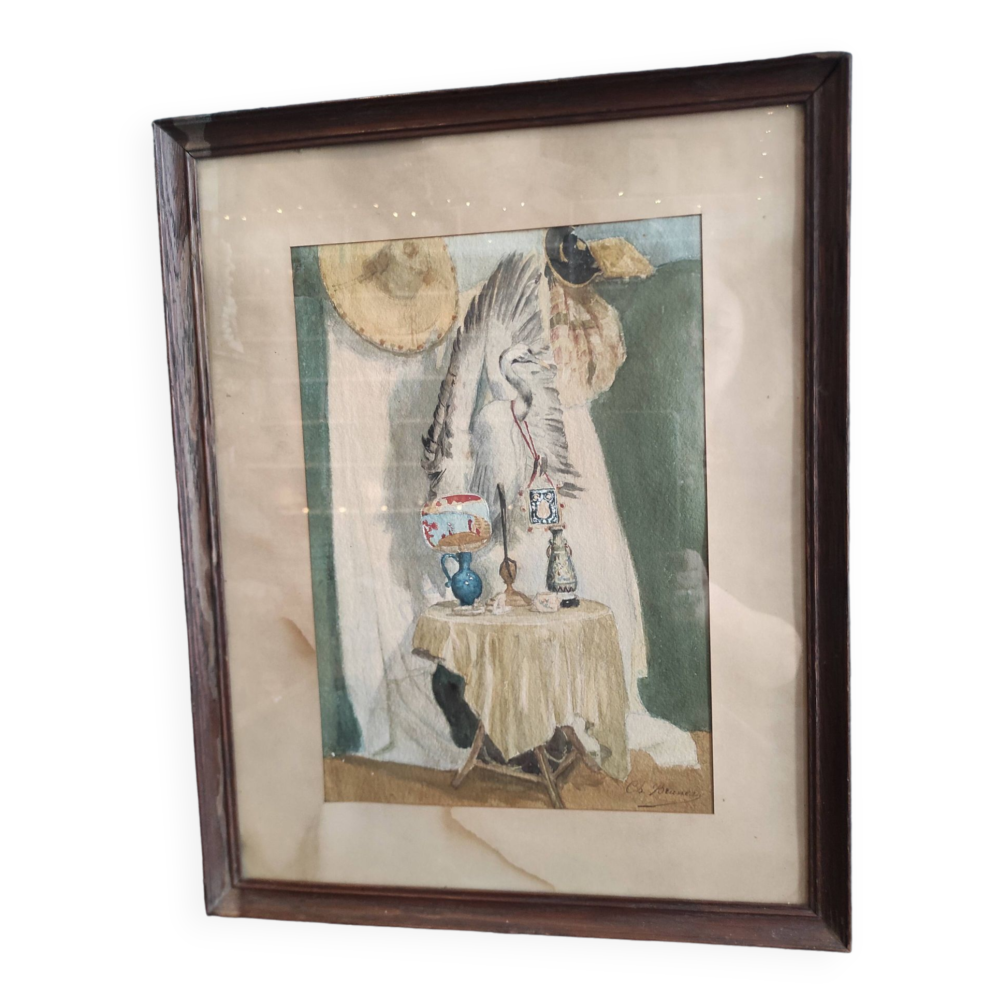 Aquarelle ancienne française, Charles Bruneau (?-1891)