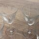 Set of 5 engraved glass liqueur glasses