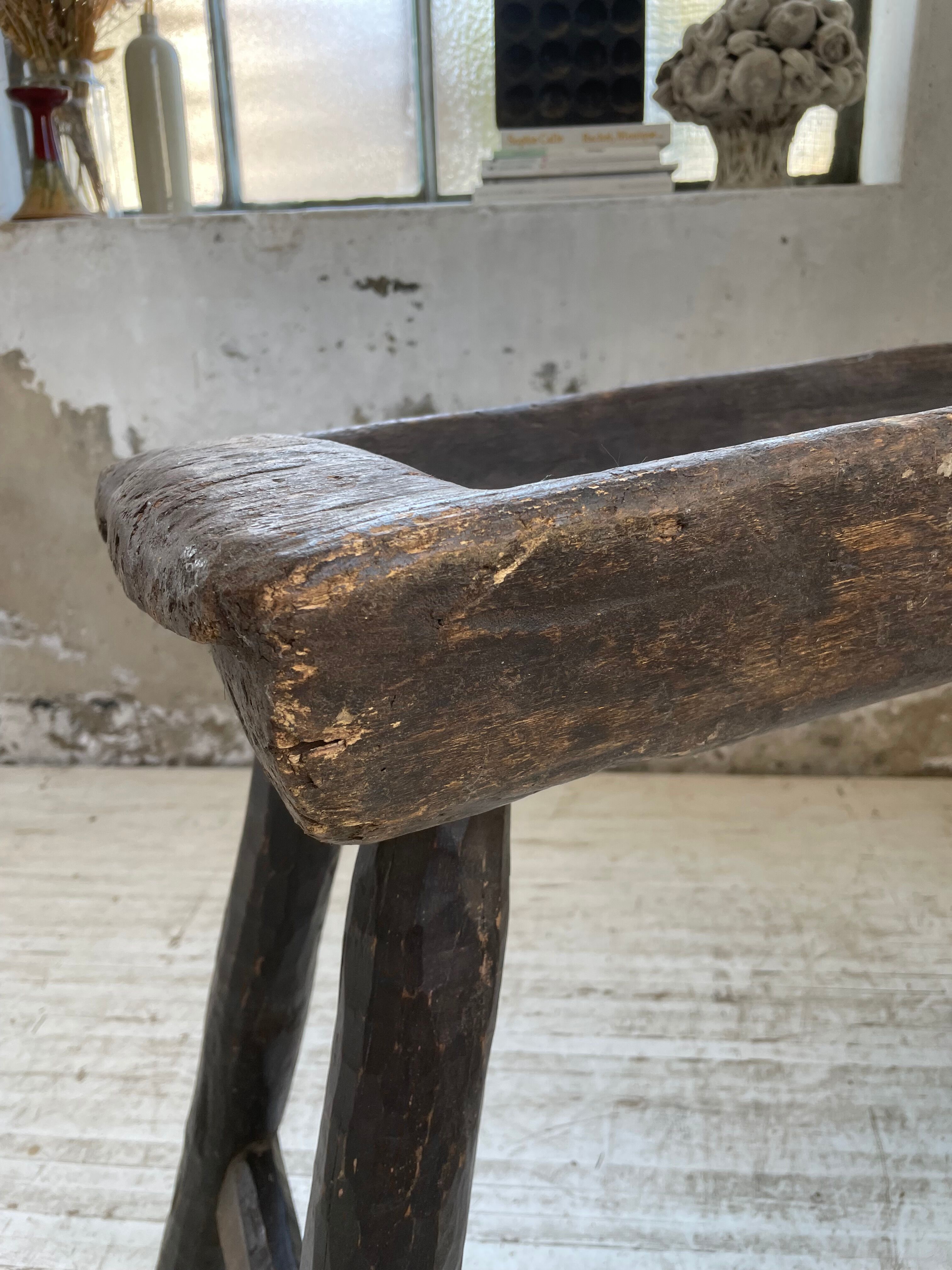 Brutalist solid wood console